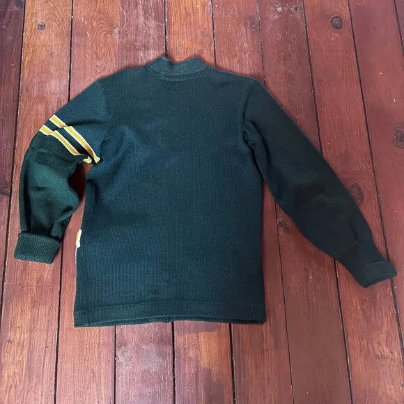 Vintage Hunter Green Varsity Cardigan Sweaters - Roy M. Smith Knitting Mills - Picture 4 of 8